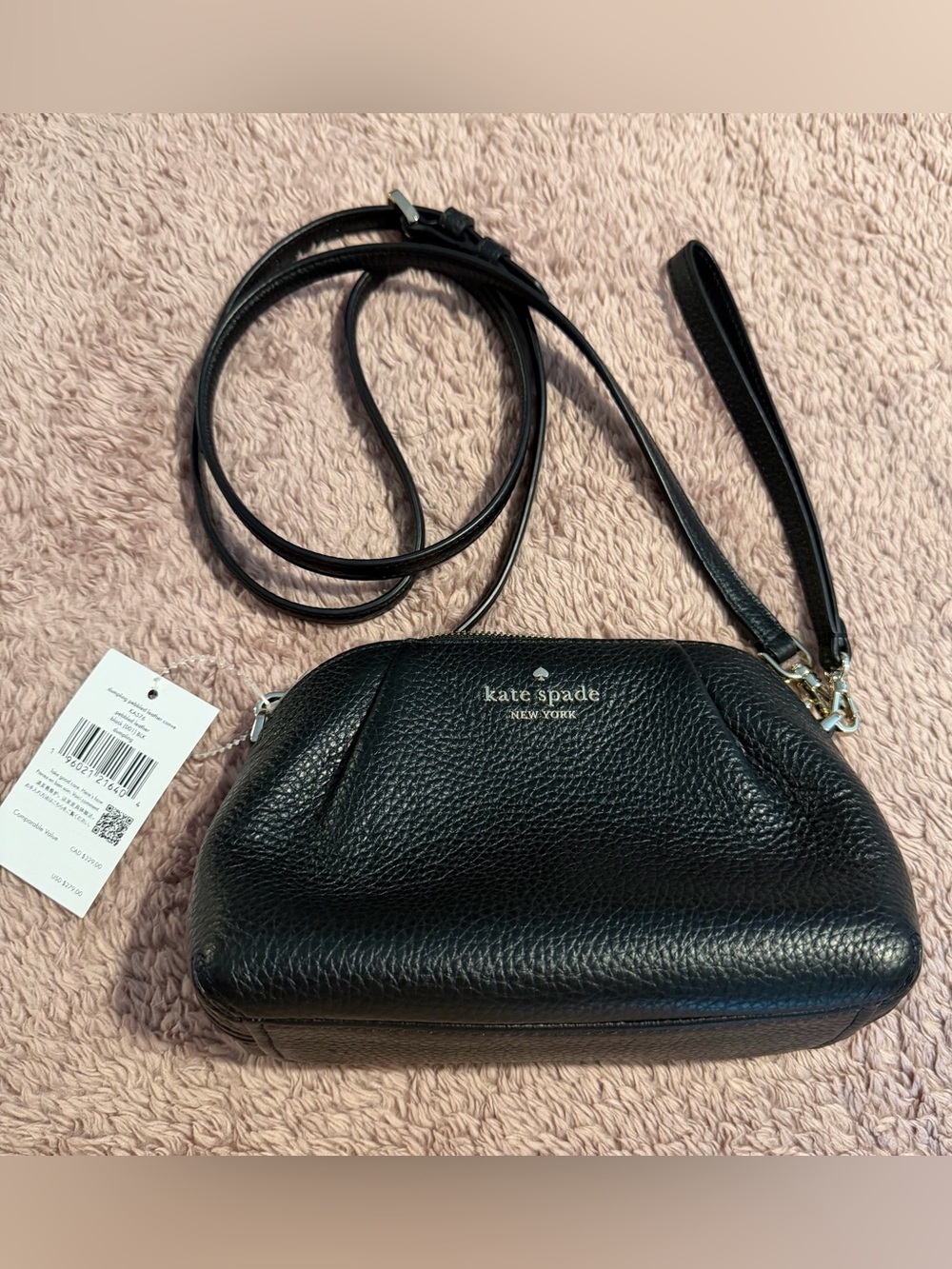 Kate Spade Dumpling Convertible Leather Wristlet Crossbody Black KA576 NWT